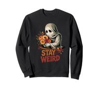 Vintage Halloween Ghost with Flowers Stay Weird Sweatshirt