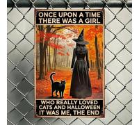 Vintage Halloween Metal Tin Sign 8x12 Inch, Retro Wall Art Decor for Home Bar Pub Cafe Garage Man Cave, Rustic Decorative Plaque Poster Wall Hanging for Bedroom Farmhouse Kitchen Office, Halloween