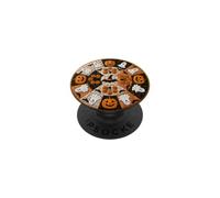 Vintage Halloween Patchwork Ghost Pumpkin Bat Witch Hat PopSockets Adhesive PopGrip