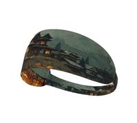 Vintage Halloween Pumpkins Japanese Houses Headband Sports Sweatbands for Men Women Hairband for Workout Athletic Running Yoga Basketball Gym