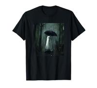 Vintage Halloween Rain Ghost In The Forest Umbrella Gothic T-Shirt