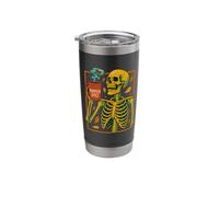 Vintage Halloween Skeleton Pumpkin Spice Latte Syrup Creamer Stainless Steel Insulated Tumbler