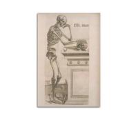 Vintage Halloween Skeleton Thinking Print - Moody Dark Academia Motivational Poster Inspired Quote Wall Art Decorative Canvas Posters for Bedroom Living Room16x24inch(40x60cm) Unframe-style-2