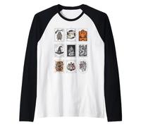 Vintage Halloween Spooky Pumpkin Ghost Bat Decor Vibes Raglan Baseball Tee