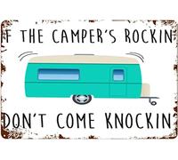Vintage Halloween Tin Sign if The Camper is Rocking Don't Come Knocking Signs Wall Plaques Decor Bar Cafe Metal Crafts Decorative 8x12 in