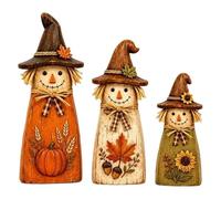 Vintage Halloween Witch Cat Decor Set, Wooden Witch Cat Tabletop Figurine | Retro Black Cat Ornament, Rustic Gothic Farmhouse Mantel Shelf Centerpiece Home Decor, Seasonal Autumn Harvest Gift