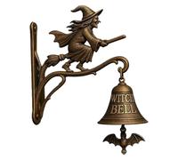 Vintage Halloween Witch Doorbell, Cast Iron Halloween Door Hanger Bell With Witch On Broom, Gothic Decor, Doorbell Hangable Garden Decoration For Outside Courtyard Entrance Porch Hallway Cottage
