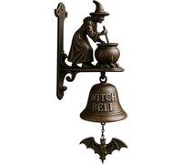 Vintage Halloween Witch Doorbell,Cast Iron Halloween Door Hanger Bell with Witch on Broom, Outdoor Decorative Bell for Porch, Garden, Front Door, Witchs Decor and Everyday Decoration