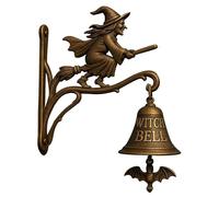 Vintage Halloween Witch Doorbell,Cast Iron Halloween Door Hanger Bell with Witch on Broom, Outdoor Decorative Bell for Porch, Garden, Front Door, Witchs Decor and Everyday Decoration (A)