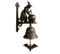 Vintage Halloween Witch Doorbell,Cast Iron Halloween Door Hanger Bell with Witch on Broom, Outdoor Decorative Bell for Porch, Garden, Front Door, Witchs Decor and Everyday Decoration (B)