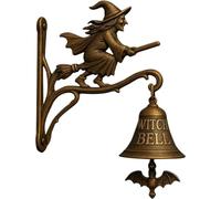 Vintage Halloween Witch Doorbell,Cast Iron Halloween Door Hanger Bell with Witch on Broom, Outdoor Decorative Bell for Porch, Garden, Front Door, Witchs Decor and Everyday Decoration