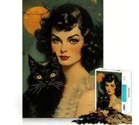 Vintage Halloween Witch Jigsaw Puzzles for Adults 1000 Mind Boost Game Uniform Size Precise Pieces Travel-friendly Brain Game Gift (50x75cm)