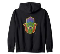 Vintage Hamsa Hand Eye of God Protection Symbol Zip Hoodie