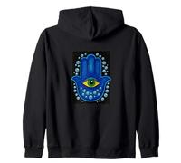 Vintage Hamsa Hand Eye of God Protection Symbol Zip Hoodie