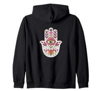 Vintage Hamsa Hand Eye of God Protection Symbol Zip Hoodie