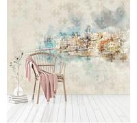Vintage Hand Drawn Art City Architecture Geometric 3D Wallpaper Easy Install Feature Office Living Room Sofa Bedroom TV Background Wall Decoration-430cm×300cm