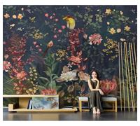 Vintage Hand Drawn Beautiful Flowers Jungle 3D Wallpaper Easy Install Feature Office Living Room Sofa Bedroom TV Background Wall Decoration-250cm×170cm