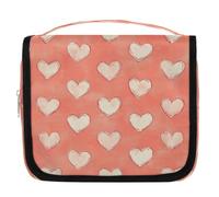 Vintage Hand Drawn Hearts Travel Toiletry Bag with Hanging Hook, Waterproof Hanging Makeup Organizer Portable Cosmetic Bag for Women & Men Travel Essentials Accessories
