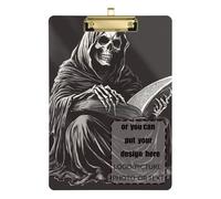 Vintage Hand-Drawn Illustration of A Grim Reaper Customize mini Clip Boards Acrylic Cute for Football Softball Coaching Size 9 x 12
