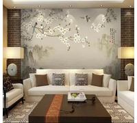 Vintage Hand Drawn Minimalist Landscapes Flowers and Birds 3D Wallpaper Easy Install Feature Office Living Room Sofa Bedroom TV Background Wall Decoration-150cm×105cm
