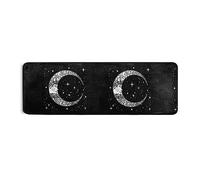 Vintage Hand Drawn Retro Face of the Moon Stars on Black Long Hallway Runner Rug Doormat, Front Door Welcome Entryway Mats Area Rugs, Non-Slip Floor Carpet for Outdoor & Indoor 72x24 Inches