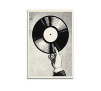 Vintage Hand Holding Vinyl Record Wall Art, Nostalgic Decor For Home And Music Room Artistic Wall Mural Modern Hanging Decor Poster08x12inch(20x30cm)