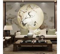 Vintage Hand Painted Art Plum Blossom Branches Flying Birds 3D Wallpaper Easy Install Feature Office Living Room Sofa Bedroom TV Background Wall Decoration-300cm×210cm