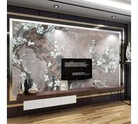 Vintage Hand Painted Art Tree White Flowers 3D Wallpaper Silky Texture Home Study Office Grey Dining Room Sofa Bedroom Living Room TV Backdrop-430cm×300cm