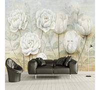 Vintage Hand Painted Art Tulip Rose 3D Wallpaper Premium Textured Silk Study Dining Living Room Bedroom Sofa TV Wall Easy Install-350cm×256cm