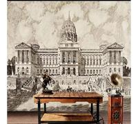 Vintage Hand Painted Personalised Creative Architectural Graffiti 3D Wallpaper Textured Silk Easy Install Living Room Sofa Bedroom Dining Room Home Decoration Wall-200cm×140cm