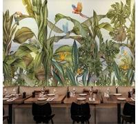 Vintage Hand Painted Tropical Plants Flowers and Birds 3D Wallpaper Easy Install Feature Office Living Room Sofa Bedroom TV Background Wall Decoration-400cm×280cm