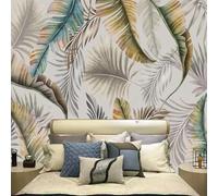 Vintage Hand Painted Watercolour Tropical Plant Leaf 3D Wallpaper Textured Silk Easy Install Living Room Sofa Bedroom Dining Room Home Decoration Wall-300cm×210cm