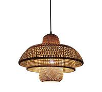 Vintage Hand-Woven Pendant Light,Bamboo Pendant Lamp, Hanging Ceiling Lamp, Adjustable Natural Woven Bamboo Chandeliers for Kitchen Island Farmhouse Living Room Yearn for