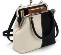 Vintage Handbag with Detachable Crossbody Strap and Textured Brown Finish | Classic Silver-Tone Double Ball Clasp Frame. Soft Wrinkled Faux Leather with Glossy Finish.