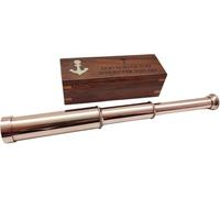 Vintage Handheld Brass Telescope God is with You Quote Marine Sailor's Copper Finish Pirate Spyglass Telescope for Camping, Hiking, Outdoor Adventures Comes with Wooden Box