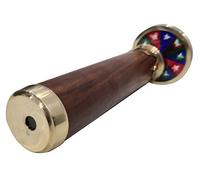 Vintage Handheld Wooden Kaleidoscope Nautical Maritime Optical Prisms Toy Brass Double Wheel