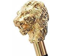 Vintage Handle Designer Golden Lion Head Handle for Walking Stick Cane Top Topper for by Antique House Craft