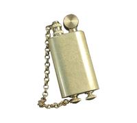 Vintage handmade kerosene lighter - brass housing with chain, knurled finish, classic grinding wheel ignition, suitable for collection/gift(Brass)
