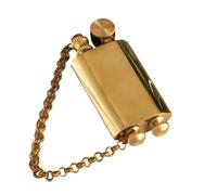 Vintage handmade kerosene lighter - brass housing with chain, knurled finish, classic grinding wheel ignition, suitable for collection/gift(Gold)