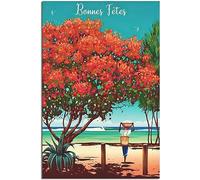 Vintage Happy Holidays Travel Poster Art Print Retro Wall Art Canvas Poster Room Decor Home Decor Unframed 50x75cm