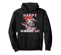 Vintage Happy Mudder Day Funny Cow Flower Mother's Day Cow Pullover Hoodie