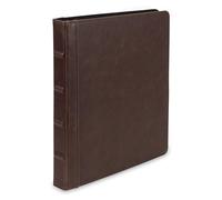 Vintage Hardback Book Style Round Ring Binder/Organizer/Planner, Dark Brown (.5", Brown)