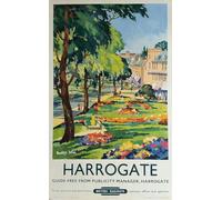 Vintage HARROGATE North Yorkshire British Railway Travel Retro Poster Wall Art Print | (A1 594 x 841mm)