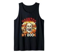 Vintage Haunted by My Book Halloween Boo Librarian Bookworm Tank Top
