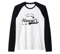 Vintage Hawaii Est. 1959 Aloha State - Hawaiian Islands Map Raglan Baseball Tee