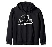 Vintage Hawaii Est. 1959 Aloha State - Hawaiian Islands Map Zip Hoodie