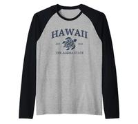 Vintage Hawaii The Aloha State Turtle Hawaiian Beach Surfing Raglan Baseball Tee