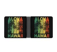 Vintage Hawaiian Islands Printed Bifold Wallet with Hidden Compartments Pocket Money and Credit Card Holder for Men Women