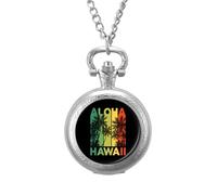Vintage Hawaiian Islands Vintage Pocket Watch with Chain Arabic Numerals Scale Quartz Pocket Watches Gifts for Men Women