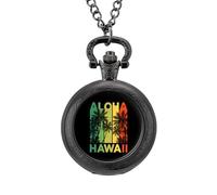 Vintage Hawaiian Islands Vintage Pocket Watch with Chain Arabic Numerals Scale Quartz Pocket Watches Gifts for Men Women